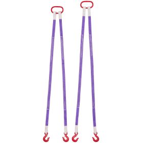 Lifting Sling Straps, 2Pcs Two-Leg Polyester Bridle Sling with Hooks, 4400LB Capacity, 5Ft Heavy Duty Rigging Strap